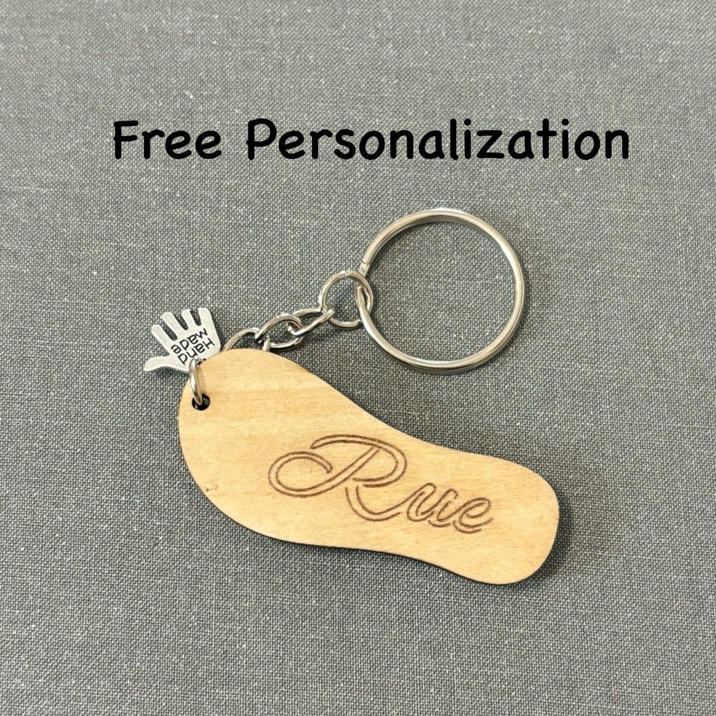 Wood Flip Flop Keychain with Free Personalization