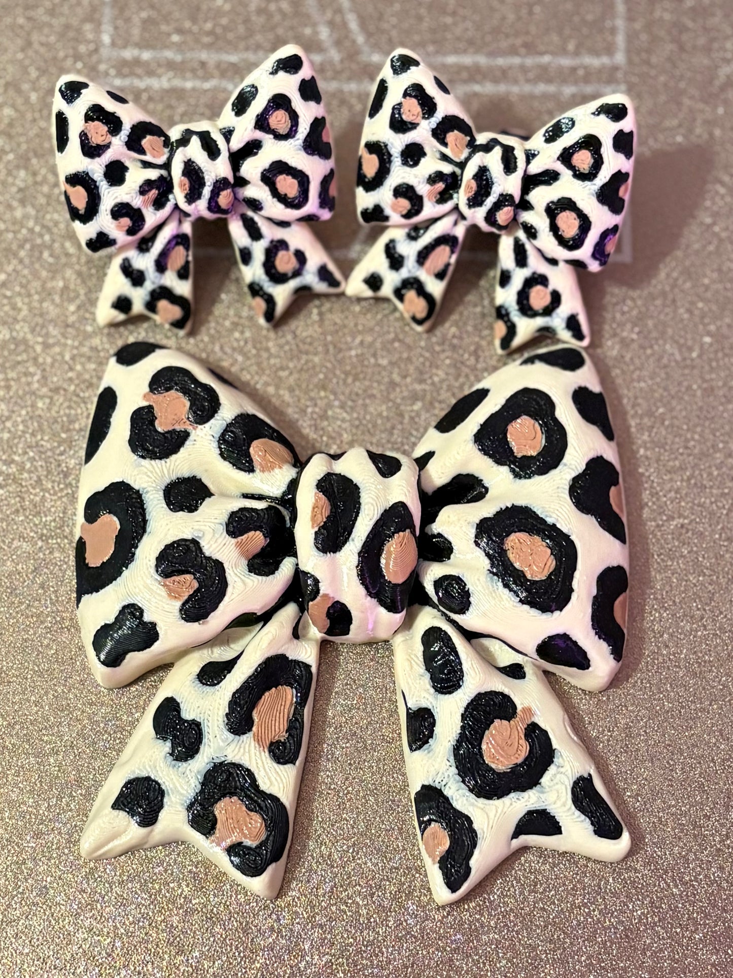 Chunky Leopard Print Bow | Grille Charm or Air Vent Clips