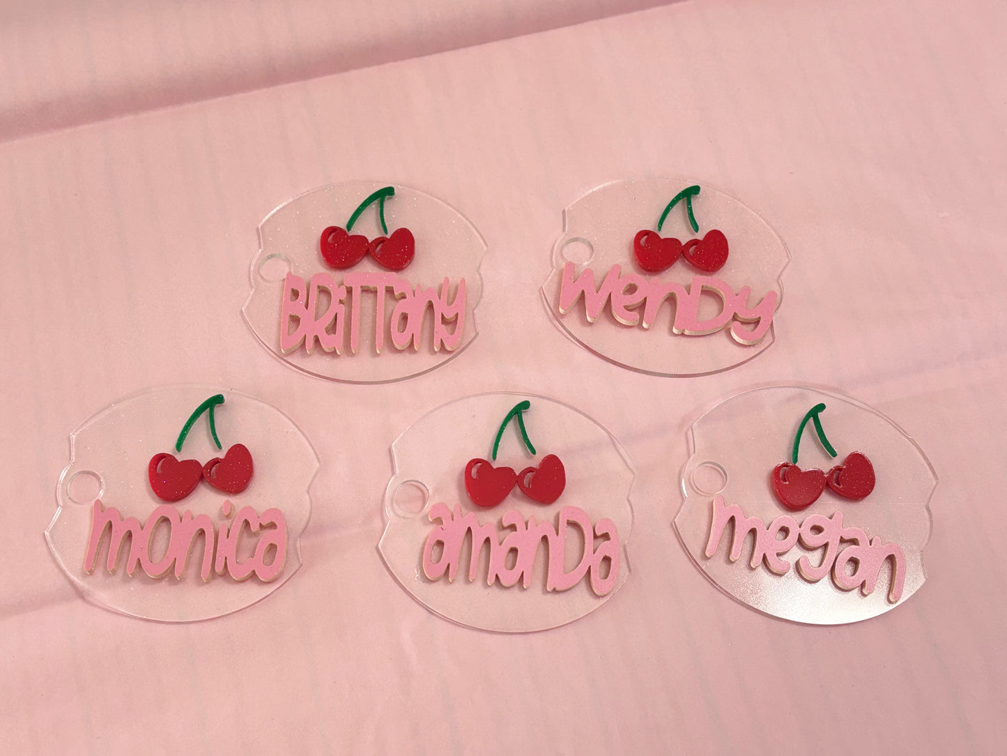 Custom Heart Cherries Full Cover Stanley Name Plate tumbler 40oz Topper