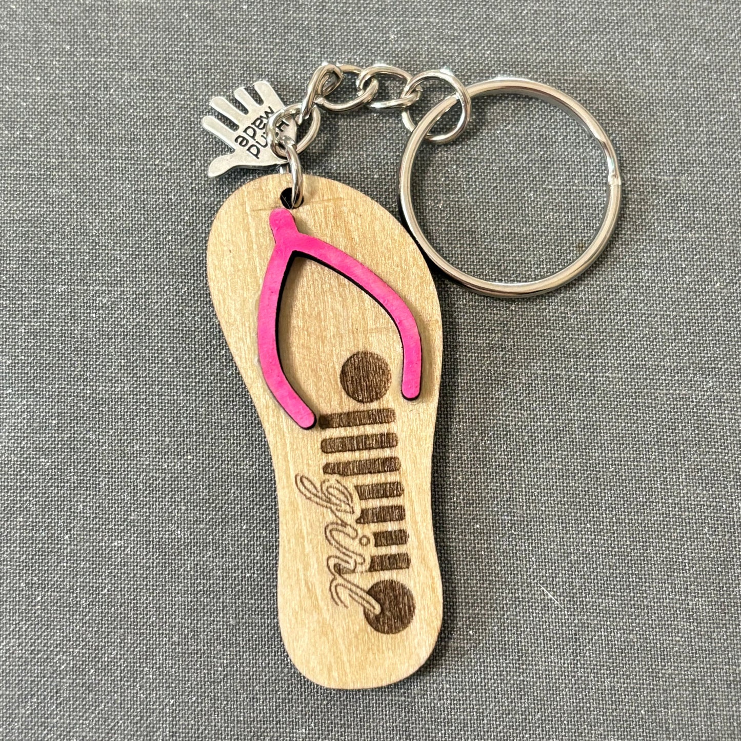 Jeep Girl Wood Flip Flop Keychain