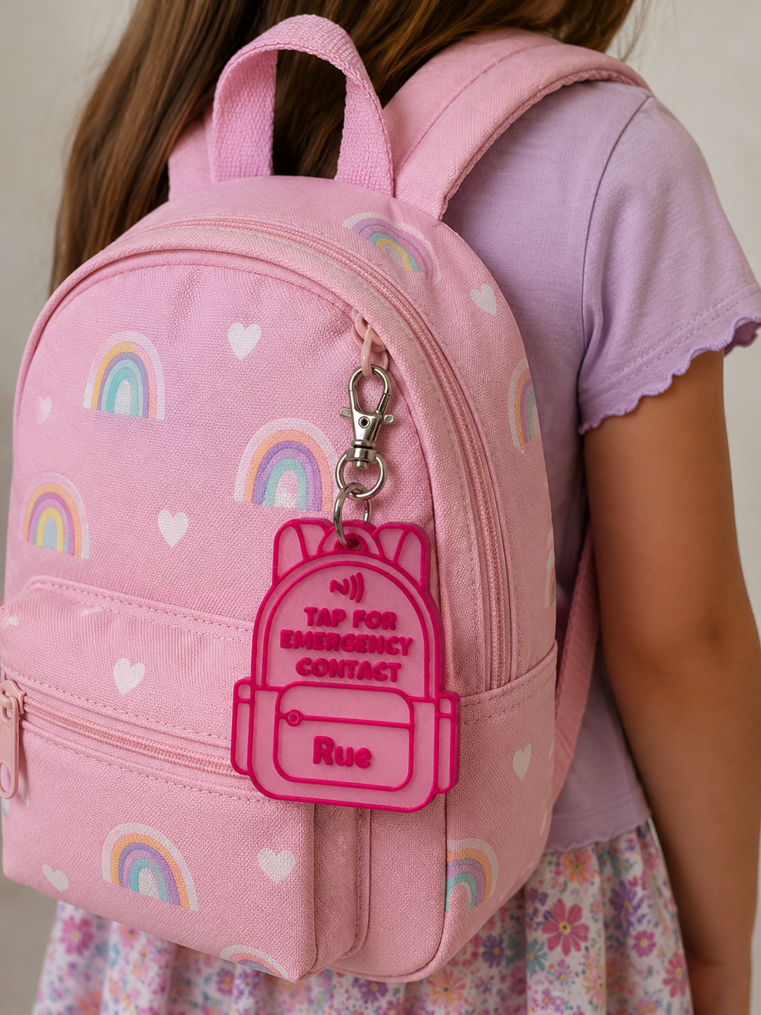 Personalized NFC Backpack Tag | Tap for Emergency Contact Backpack Tag | Custom Child Safety Tag | Back to School Bag Tag