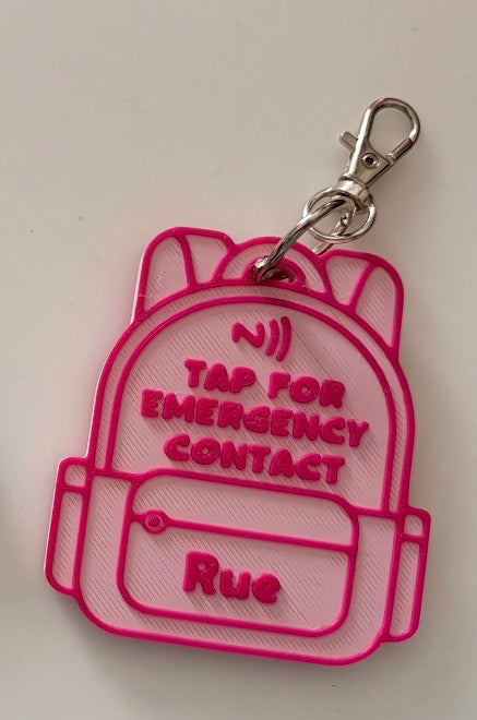 Personalized NFC Backpack Tag | Tap for Emergency Contact Backpack Tag | Custom Child Safety Tag | Back to School Bag Tag