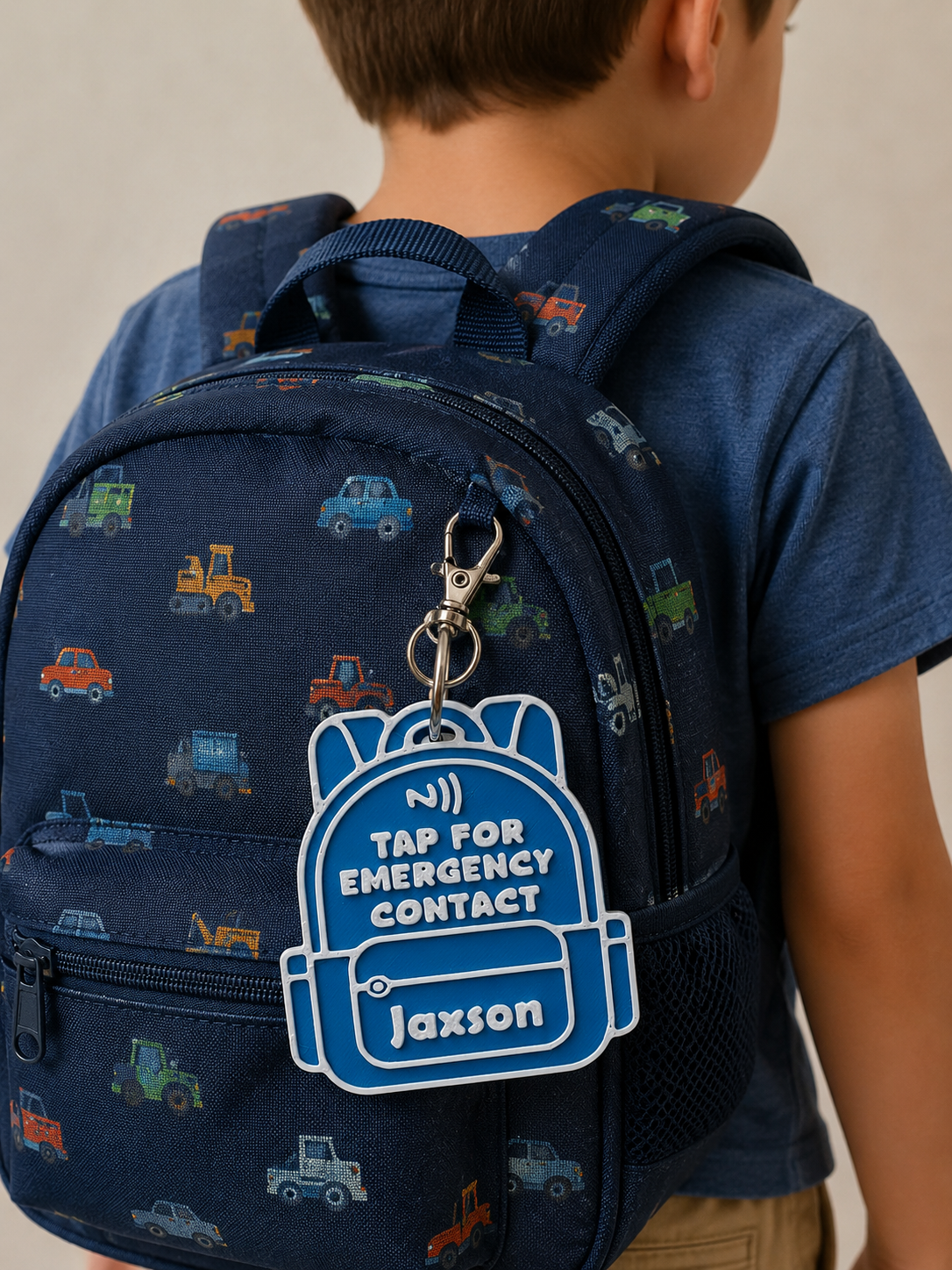 Personalized NFC Backpack Tag | Tap for Emergency Contact Backpack Tag | Custom Child Safety Tag | Back to School Bag Tag