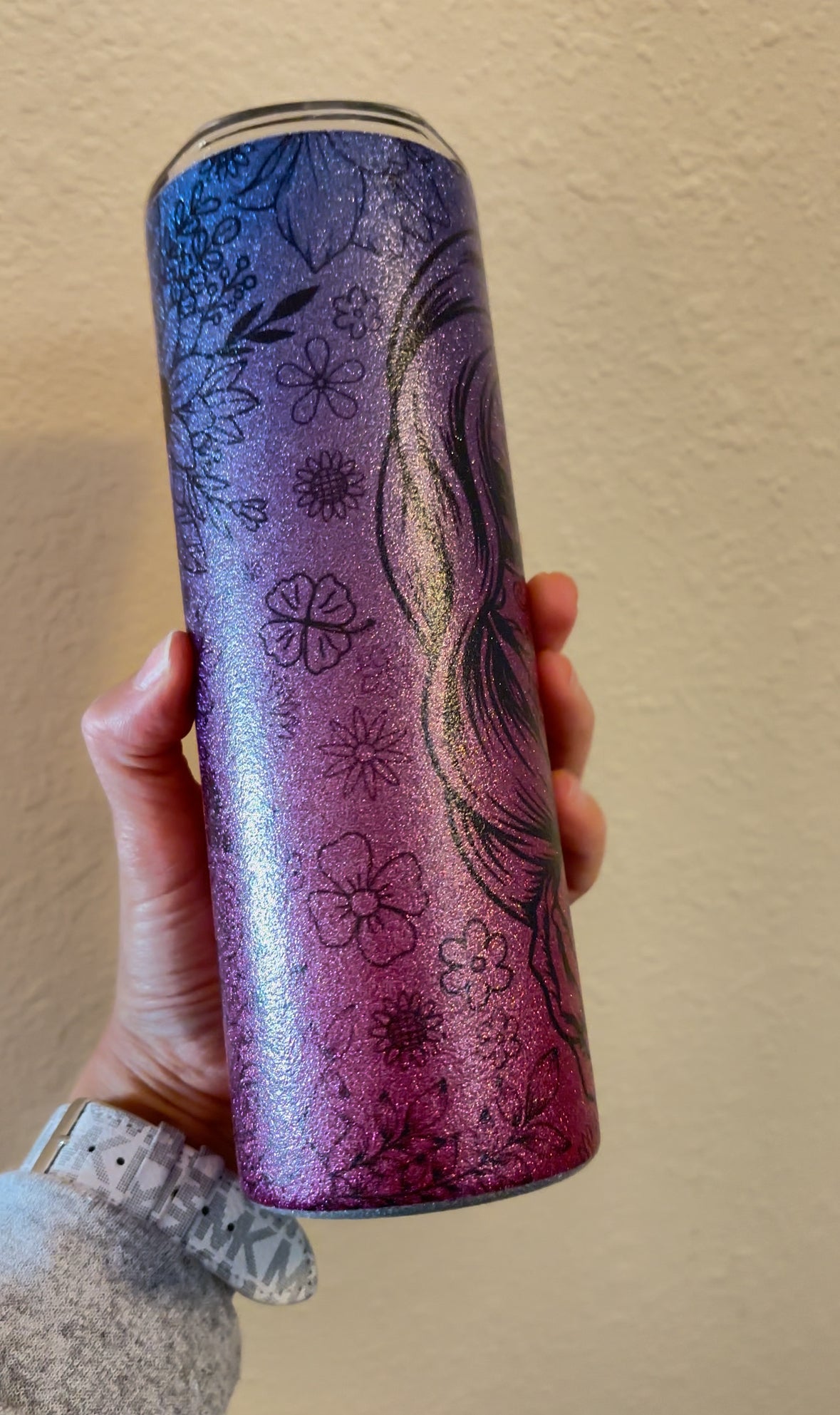 Sugar Skull Glitter Tumbler