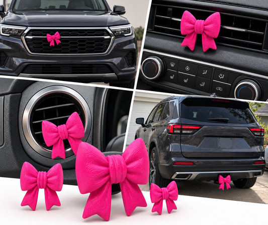 Chunky Bow Hitch Cover, Grille Bow & Vent Clip Set | Cute Vehicle Accessories | 3D Printed Bow | Custom Colors | Gift for Car Lovers