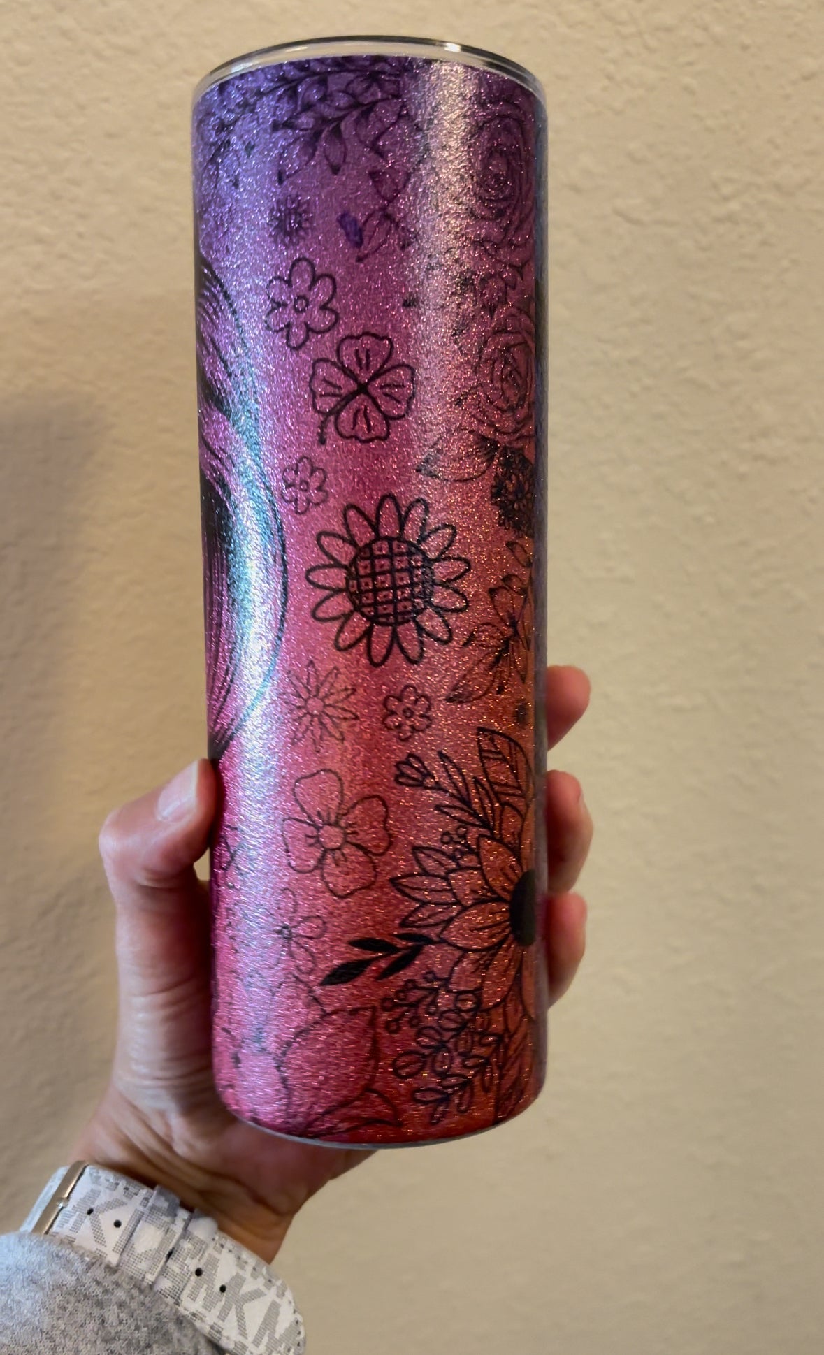 Sugar Skull Glitter Tumbler