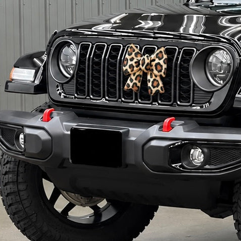 Chunky Leopard Print Bow | Grille Charm or Air Vent Clips