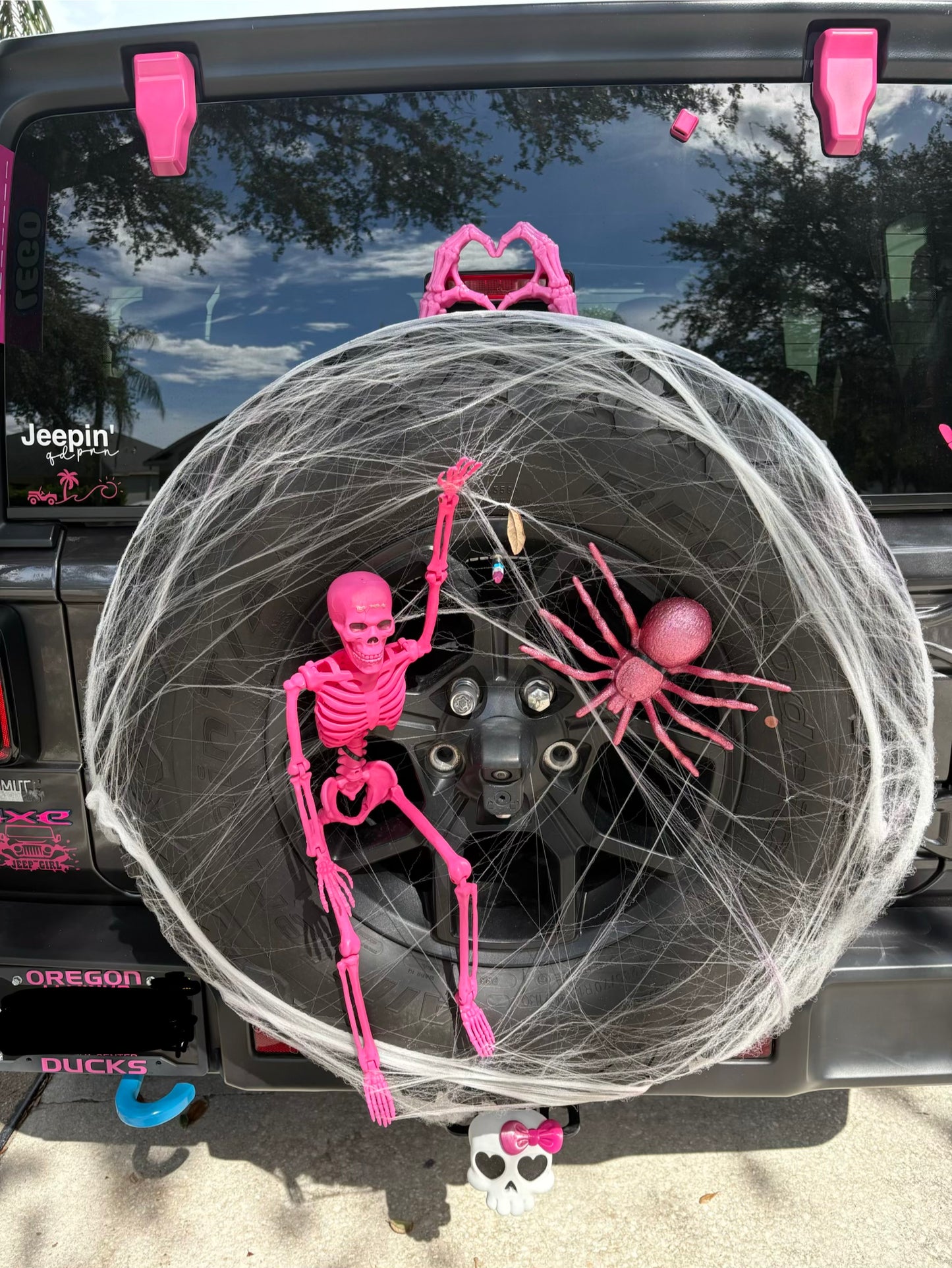 Skeleton Heart Hands Car Decor | 3D Printed Spare Tire Accessory | Spooky Car Decor | Skeleton Hands Heart | Goth Car Decor