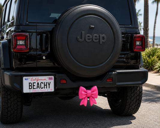 Puffy Bow Hitch Cover | Cute Trailer Hitch Plug | Jeep Girl Accessory | Feminine Truck Decor | Pink Car Aesthetic | 2” Receiver Cover