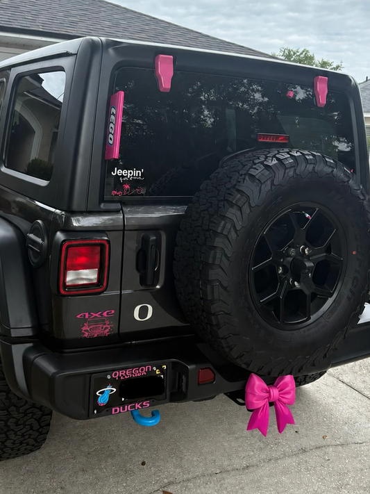 Puffy Bow Hitch Cover | Cute Trailer Hitch Plug | Jeep Girl Accessory | Feminine Truck Decor | Pink Car Aesthetic | 2” Receiver Cover