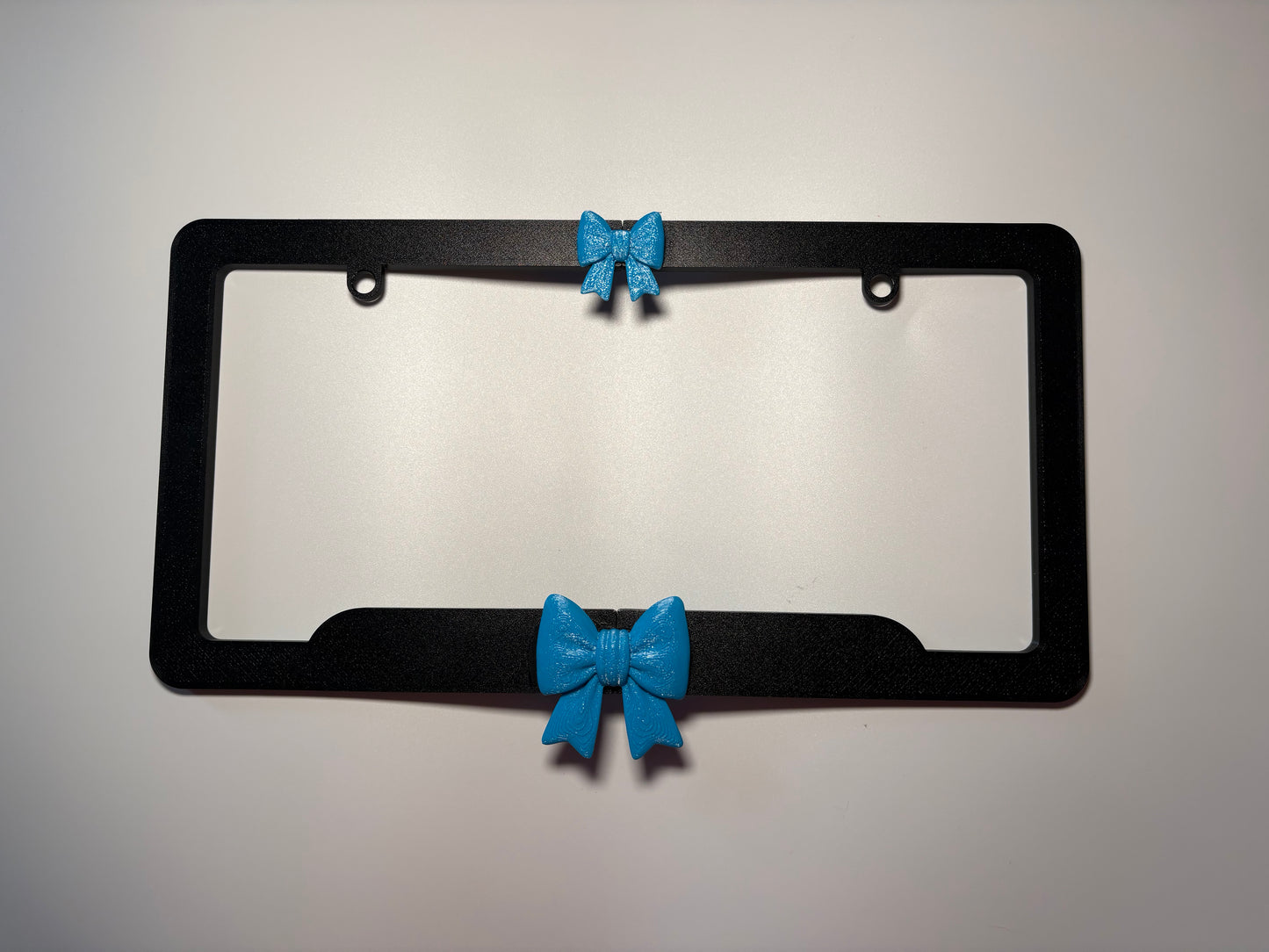 Chunky Bow License Plate Frame | 3D Printed Car Accessory (Black Frame Custom Color Bows)