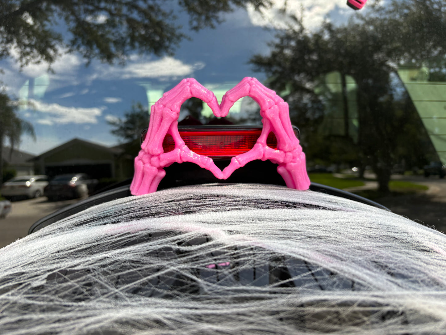 Skeleton Heart Hands Car Decor | 3D Printed Spare Tire Accessory | Spooky Car Decor | Skeleton Hands Heart | Goth Car Decor