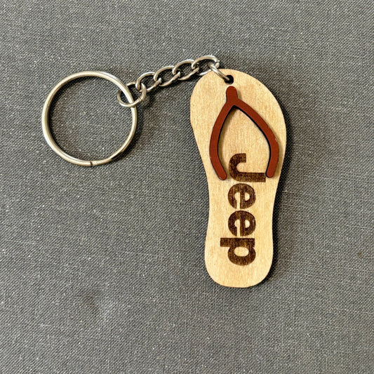 Jeep Wood Flip Flop Keychain