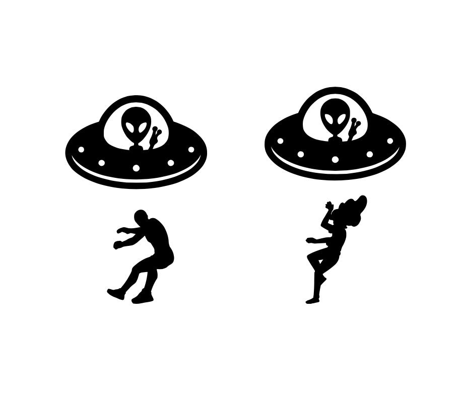 Jeep/SUV/Car Vinyl Decal Set |Mirror/Window/Vehicle Decals | Palm Tree, Surfboard, Wave Heart & Good Vibes, Alien Spaceship, Bigfoot Stickers