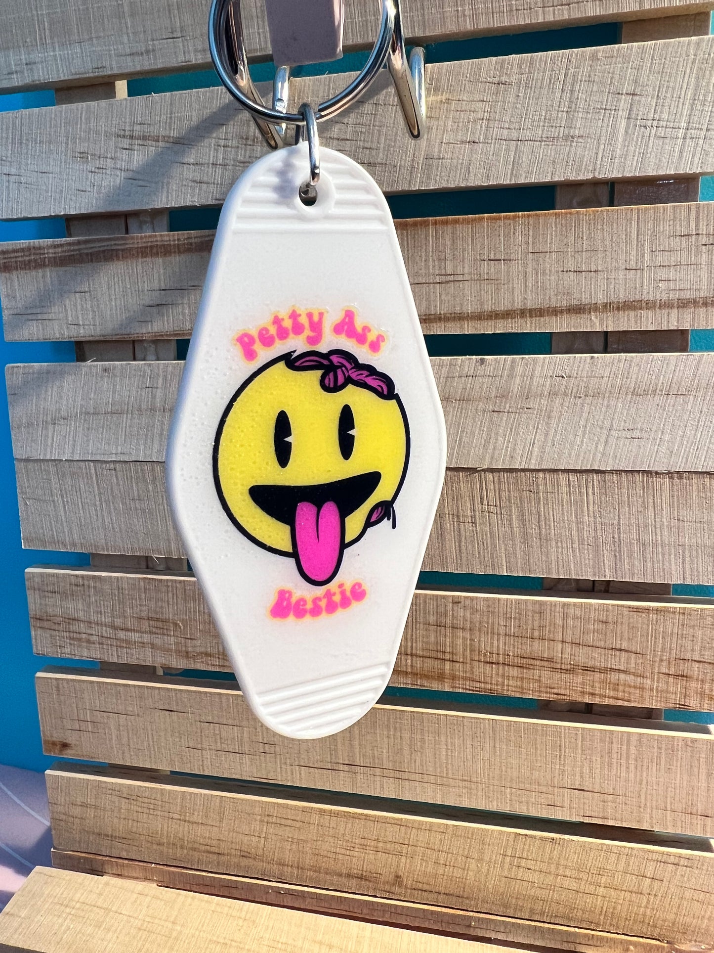 Custom Petty Ass Bestie Retro Motel Keychain