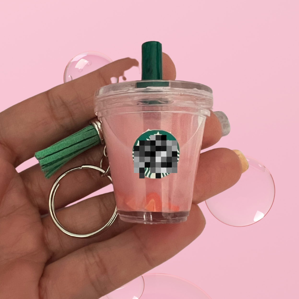 Mini Iced Coffee, Frappe, Pink Drink, and Strawberry Refresher Replica Keychains