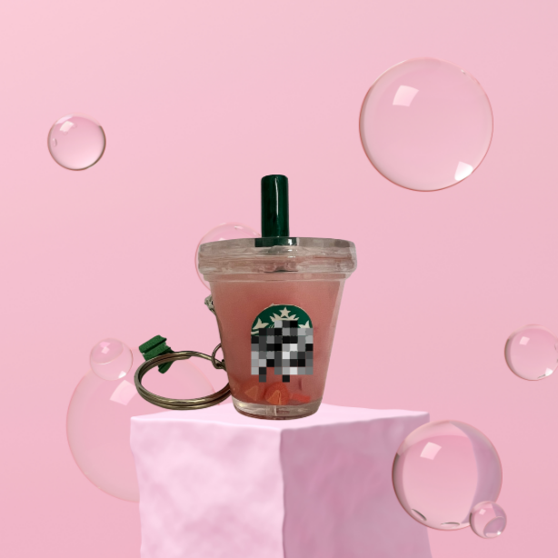 Mini Iced Coffee, Frappe, Pink Drink, and Strawberry Refresher Replica Keychains