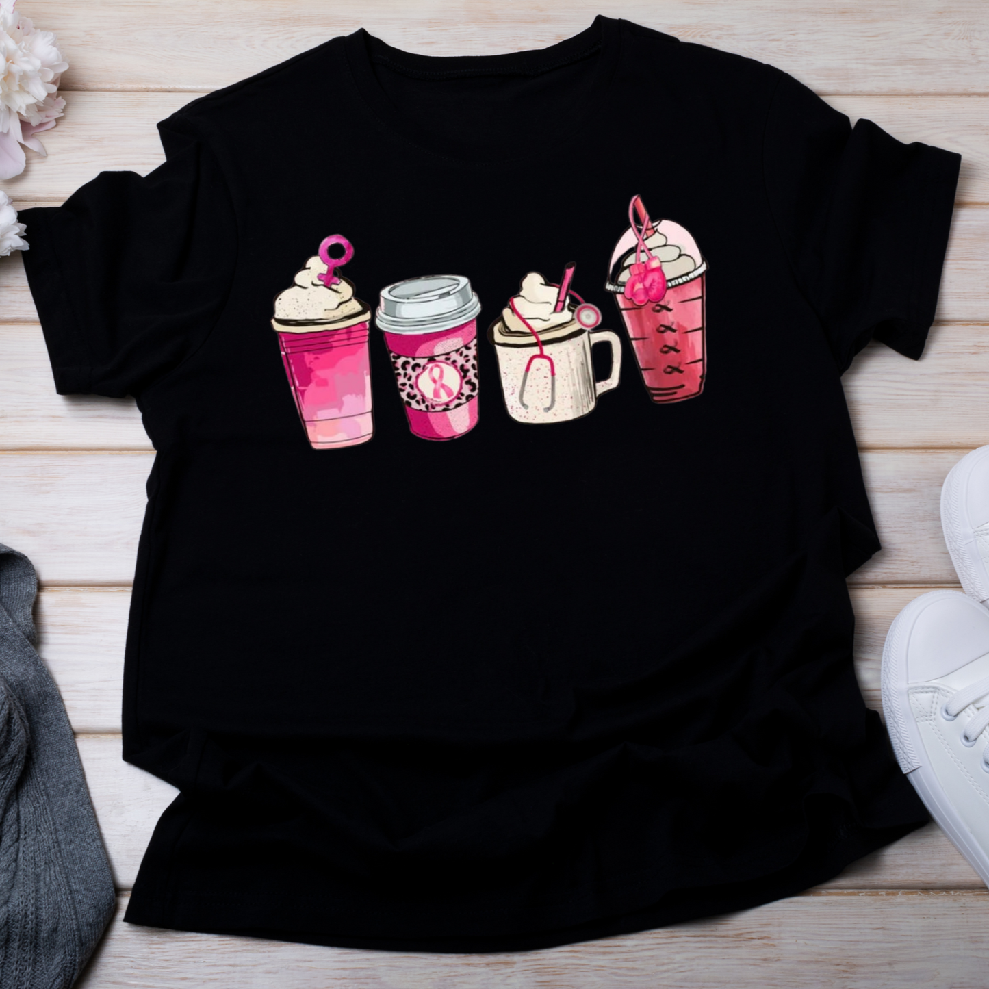 Breast Cancer Awareness Coffee Cups Shirt