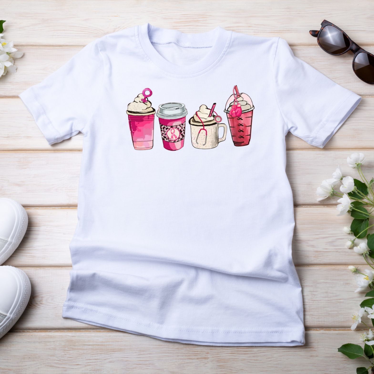 Breast Cancer Awareness Coffee Cups Shirt