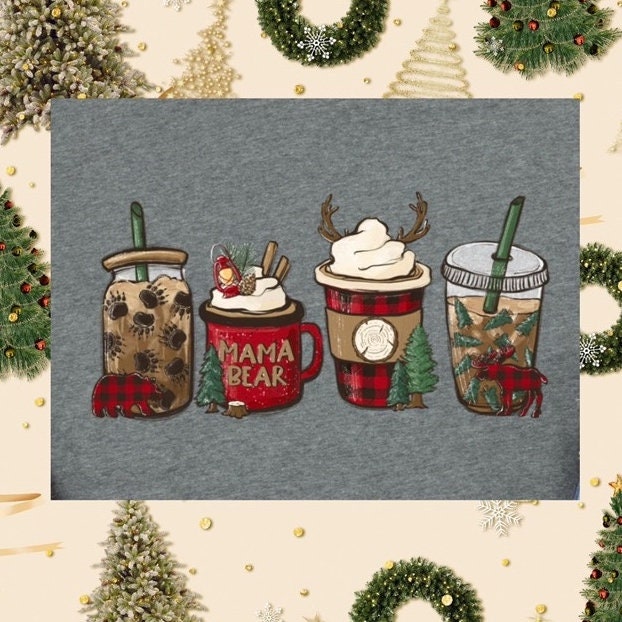 Mama Bear Coffee Cups Christmas Hoodie